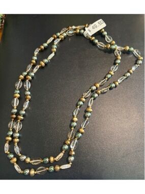 Women's Macy's One Size Gold & Green Beaded Necklace 42”